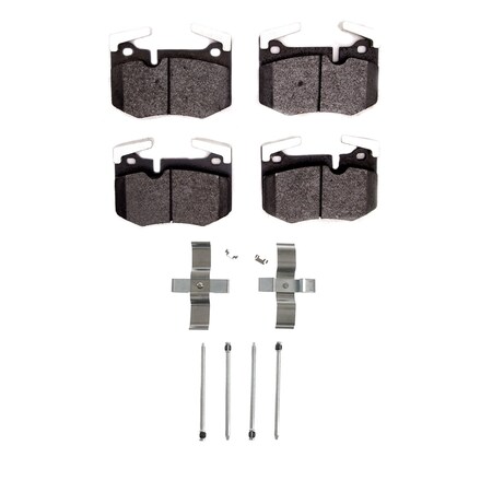 Dynamic Friction Co 5000 Advanced Brake Pads - Low Metallic and Hardware Kit, Long Pad Wear, Rear 1551-1807-01